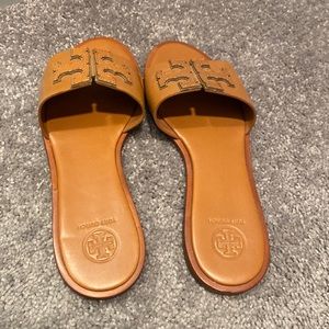 Tory Burch brown leather sandal slides